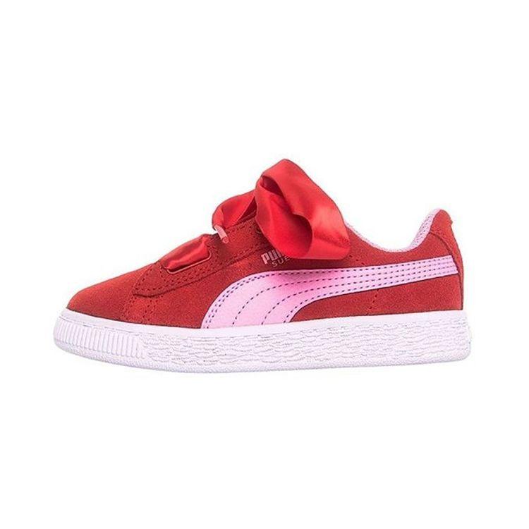 Puma Suede Heart Radicals Balance Lightweight Low-Top Skate Shoes Kids Sneakers Red 368948-01 32.5
