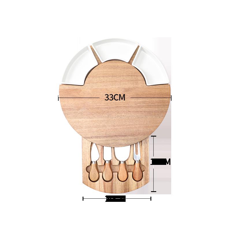 Bamboo Cheese Board with Knife Set and Drawer Tray