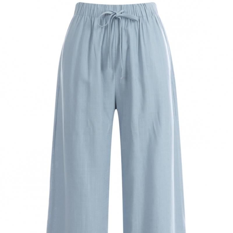 Shop  Women S waiSt Strap Linen Wide pantS Black Pic Wpt 11877