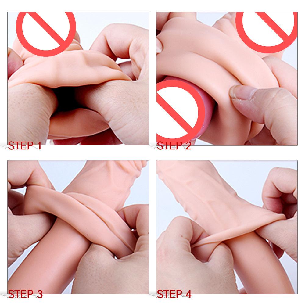 Reusable Penis Sleeve Extender Realistic Penis Condom Silicone Extension Sex Toy for Men Cock Enlarger Condom Sheath Delay