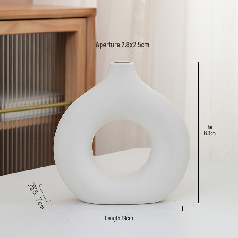 Nordic Ceramic Circle Vase - Creative Home Decor for Living Room