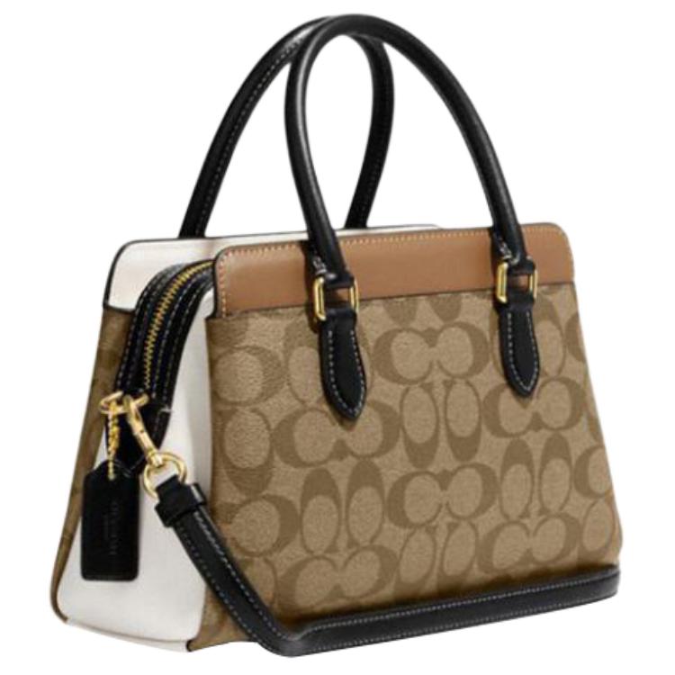 Coach Darcie 26 Classic Monogram Zip Closure Leather Shoulder Crossbody Tote Bag Medium Women handbags Khaki CH287-IME7V