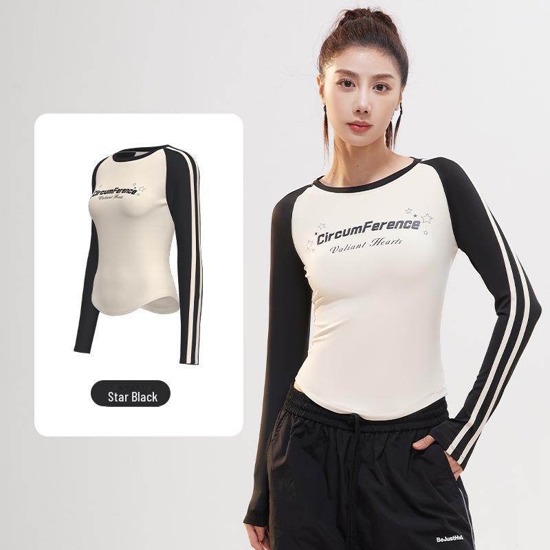 

Женская облегающая футболка Juyitang в стиле ретро с буквенным принтом, длинными рукавами, круглым вырезом и контрастной цветной лентой. Small