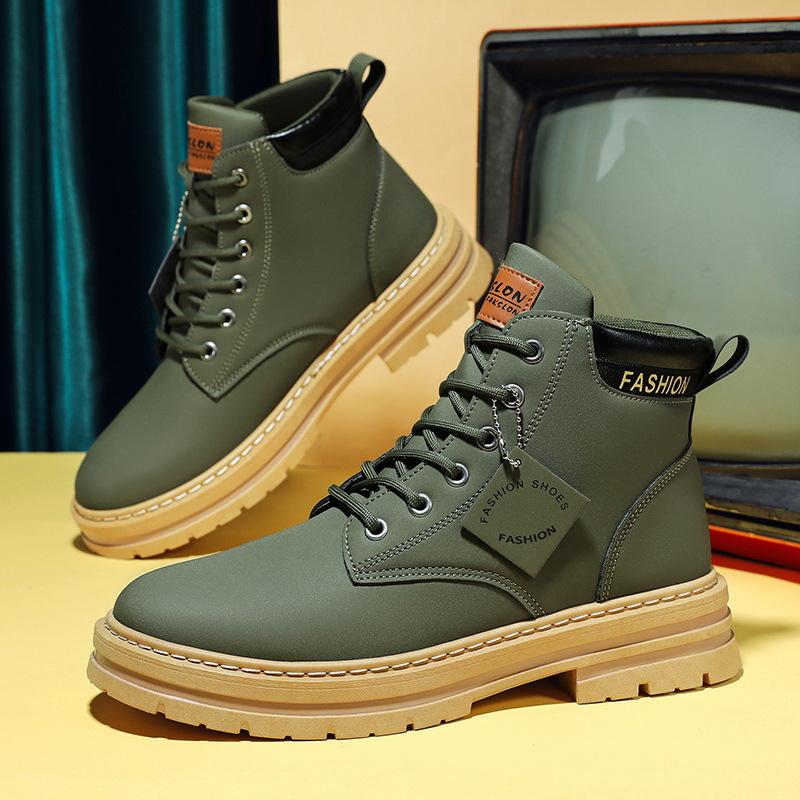 Martin boots plus size new spring and autumn round head high top Martin boots army boots