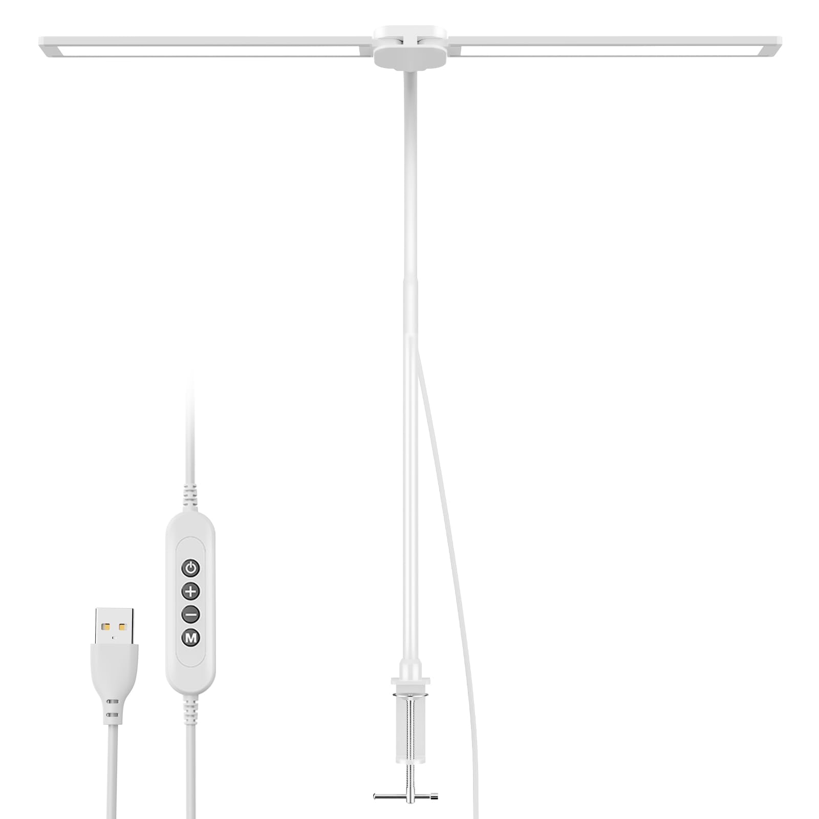 

Rakuminyou Desk Lamp, LED, Double Head, Electric Stand, Clamp Type, 13W High Brightness, Dual Light Source, 3 Color Temperatures, Stepless Dimming,
