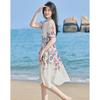 Demana Romantic French Floral Print Mid-Sleeve Midi Dress