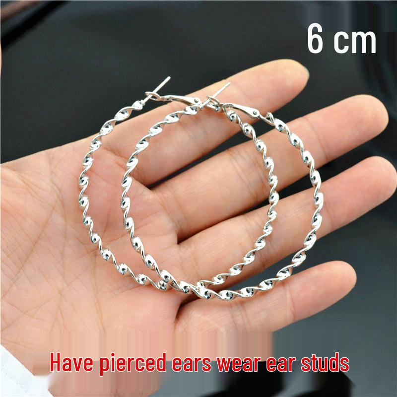 Women’s Shiny Twisted Circle Ear Clips - Gold & Silver, No Piercing Needed