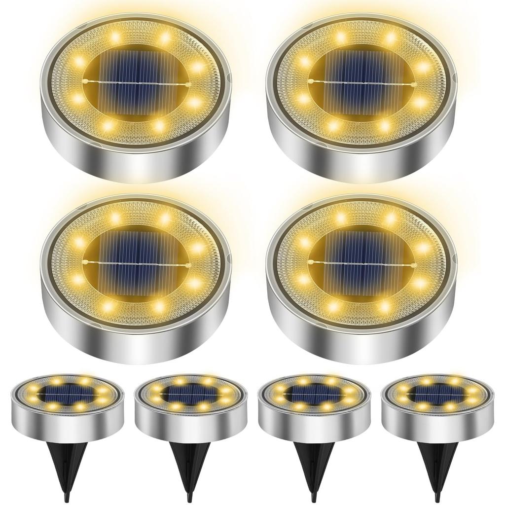 Outdoor Solar IP68 Recessed Garden Automatic Light Solar Panel High Brightness Easy Disaster Security Warm White of Stylish Lights, Waterproof,