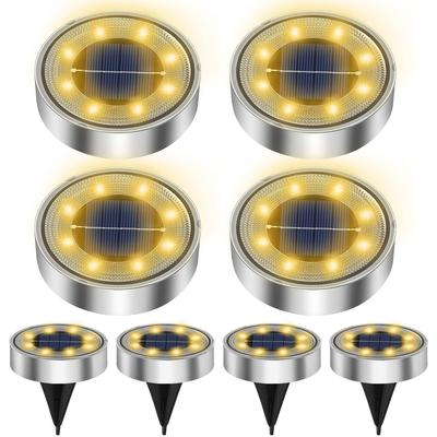 Outdoor Solar Lights, IP68 Waterproof, Recessed Garden Lights, Automatic OnOff, Light Sensor, Solar Panel Charging, High Brightness LED, Easy