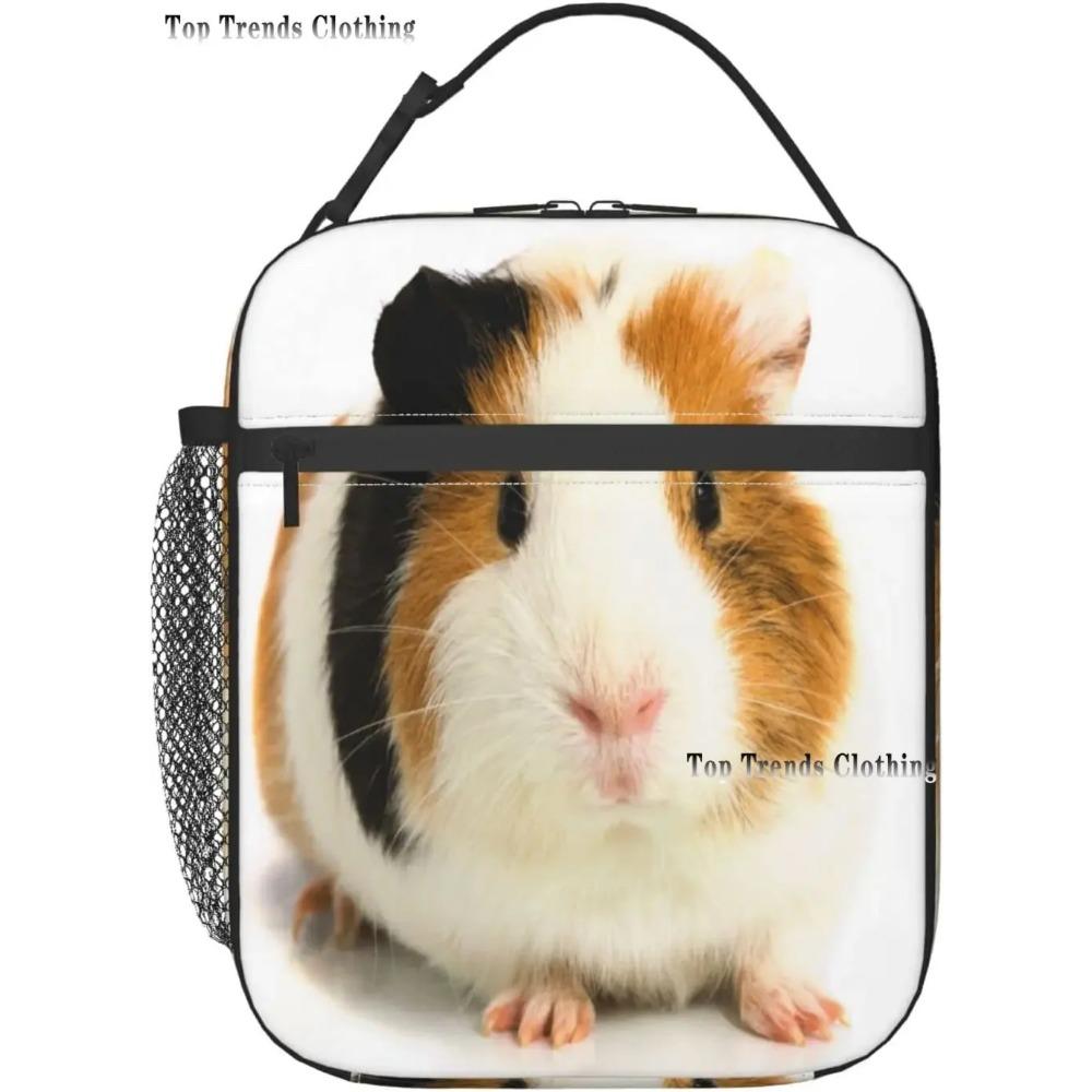 Cute Guinea Pig Lunch Box Portable Insulation Tote Bag Leakproof Lunch Cooler for School Work Office Picnic Beach Soft Freezable