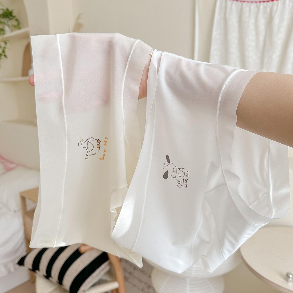 Women's Panties Cartoon Ice Silk Underwear Women's Non-trace Anti-bacterial Ultra-thin Briefs for Girls