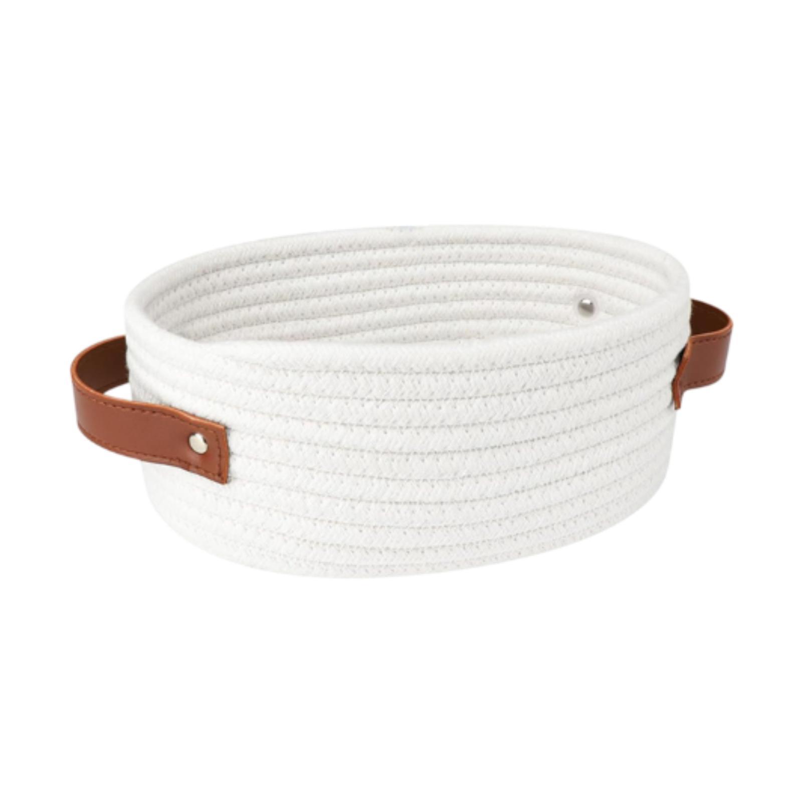 

Storage Basket Cotton Rope Baskets for Organizing for Bedside Desk Bedroom белый