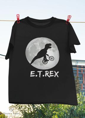 E.T. Rex Funny Dinosaur T-Rex On Bike Over The Moon Vintage T-Shirt, Tyrannosaurus Rex Shirt, 1980's Movies Shirt, Flying Bike Ride Shirt