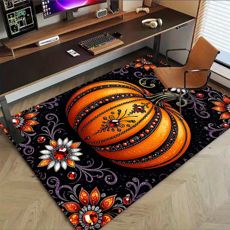 1PC Pumpkin Artwork Extra Large Non Slip Floor Carpet, Office, Family, Studio   Large Area Rug Indoor Rugs, Bold Statement Piece