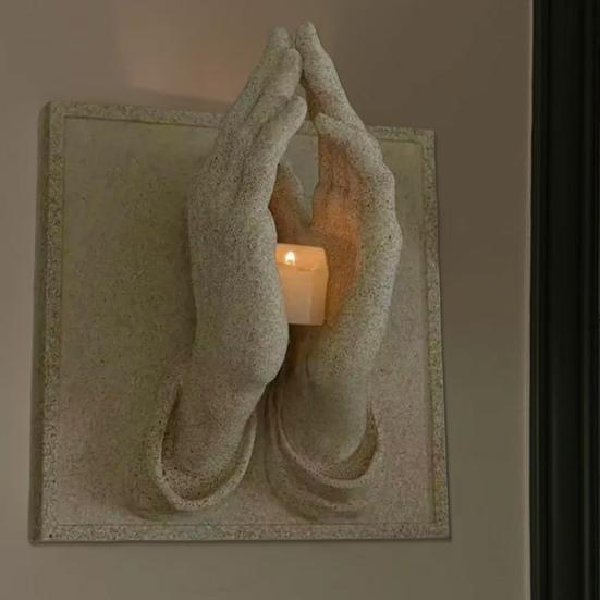 Prayer Hand Candlestick Resin Material Symbol of Faith Emotion Warmth Hope Candle Stand Peaceful Home Accent