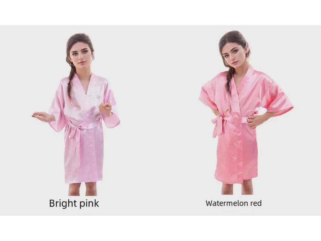 Kinder-Nachthemd und Bademantel aus Satin-Seide – lang, glänzend, Sommer-Cardigan (Mittelgroß und groß)