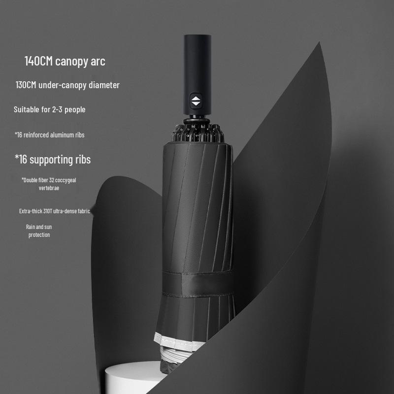 32-Rib Automatic Folding Umbrella, Reinforced Windproof, Dual-Use Sun & Rain Protection for Men