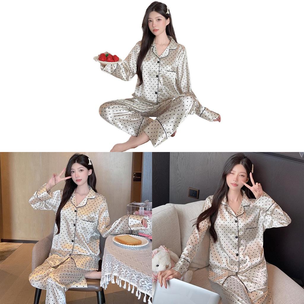 Ultra Thin Polyester Sleepwear Set For Women With Soft Silky Feel For Home Use