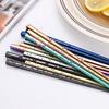 Q1FD 5 Pairs Stainless Steel Chopsticks Ergonomic Grip Metal Tableware