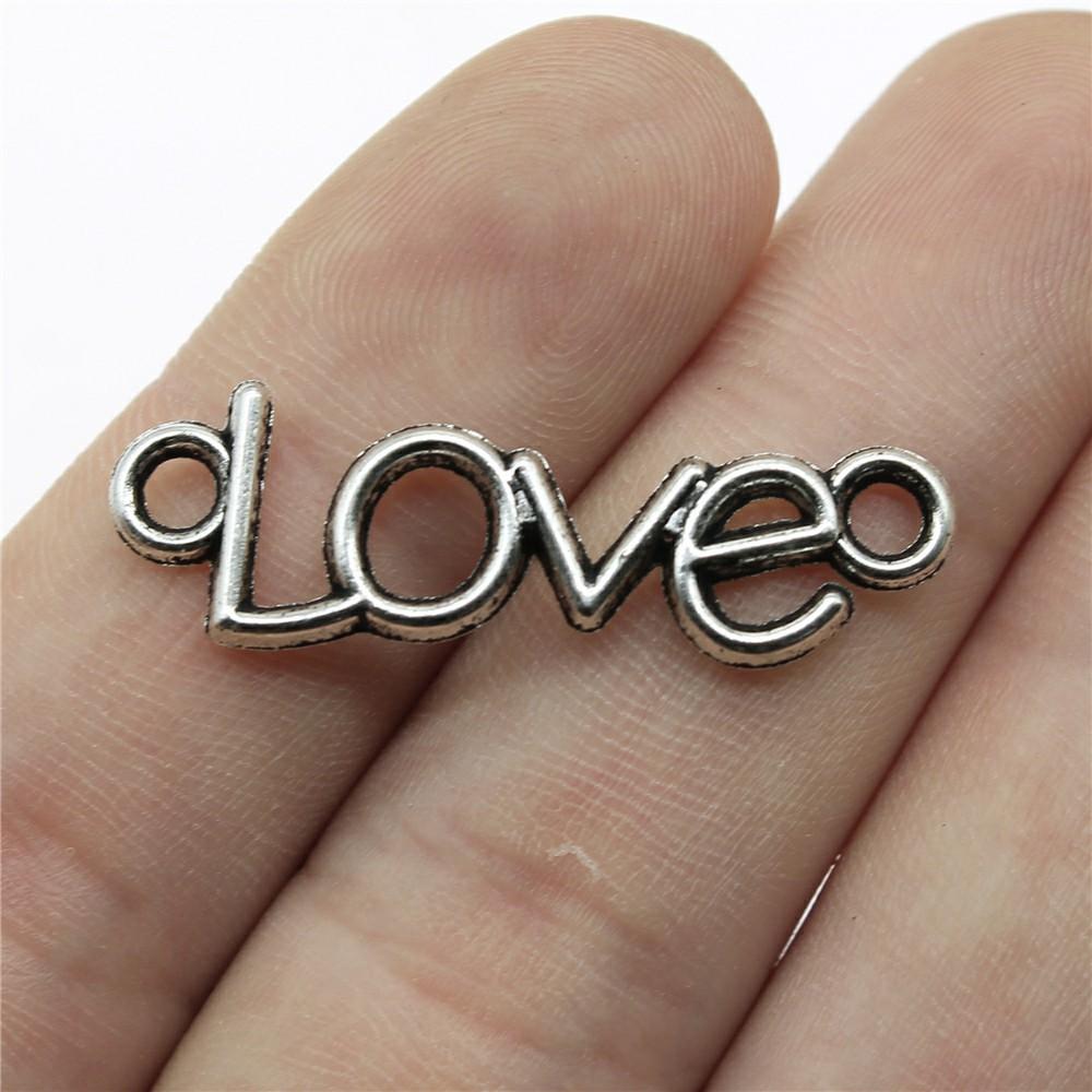 20 stuks Woord Connector Bedels Voor Sieraden Maken Antiek Brons Zilverkleurige Hangers DIY Ambachten Maken Onderdelen Tibetaanse Sieraden