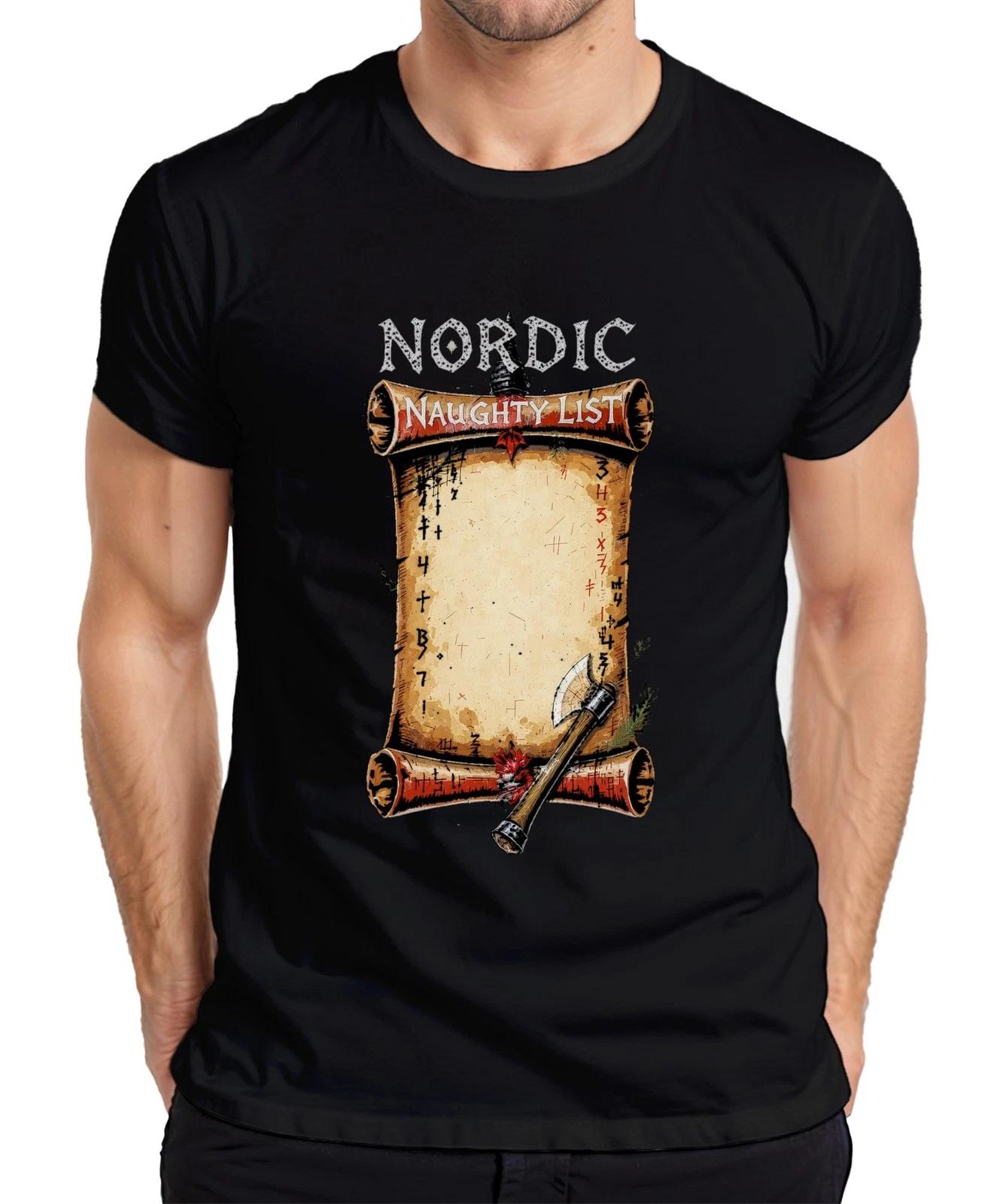 Viking Nordic Naughty List Runes Axt Weihnachtsgeschenk Retro Herren T-Shirt XXL