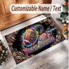 American Football Theme Soft Crystal Velvet Rug Custom Name & Text Print Non Slip Floor Rug for Bedroom Living Room