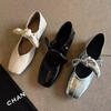 Fashion Women's Cow Leather Round Toe Lace-up Mary Jane Flats Sweet Bowtie High Quality Soft Comfortable Casual Oxfords Shoes for Woman
