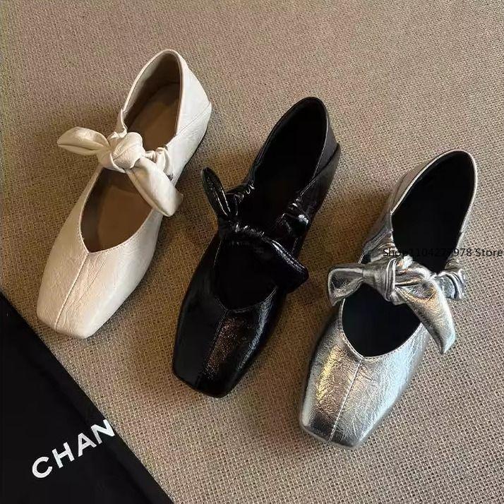 Fashion Women's Cow Leather Round Toe Lace-up Mary Jane Flats Sweet Bowtie High Quality Soft Comfortable Casual Oxfords Shoes for Woman