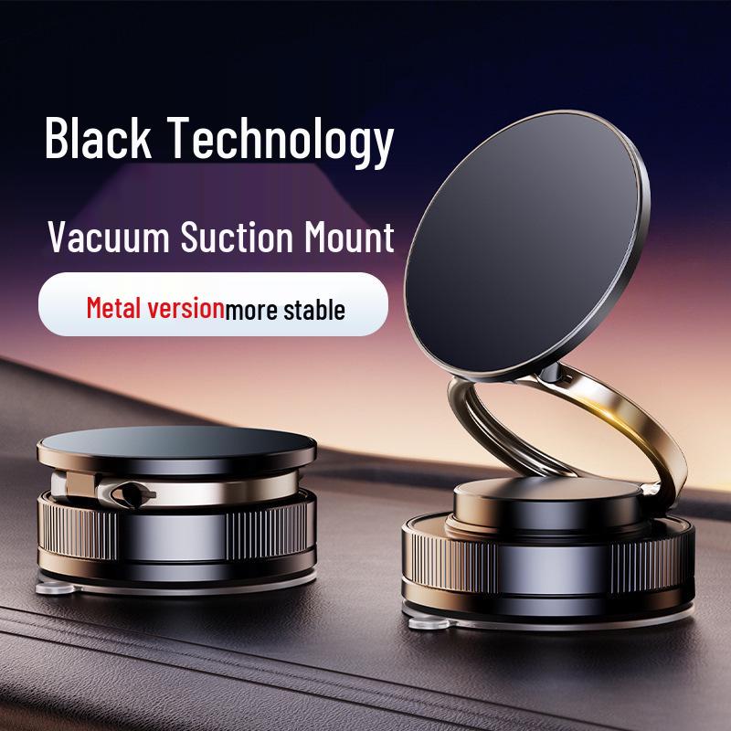2025 Magnetic Metal Phone Holder with Vacuum Suction for Car Navigation - Foldable & Portable