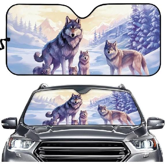 YSTARDREAM Ретро Мотылек Гриб Автоаксессуары Автомобильные Шторки для Передних Окон Козырек на Лобовое Стекло Автомобиля Отражающие Блокируют Тепло и Солнце Зеленый Snow Wolf