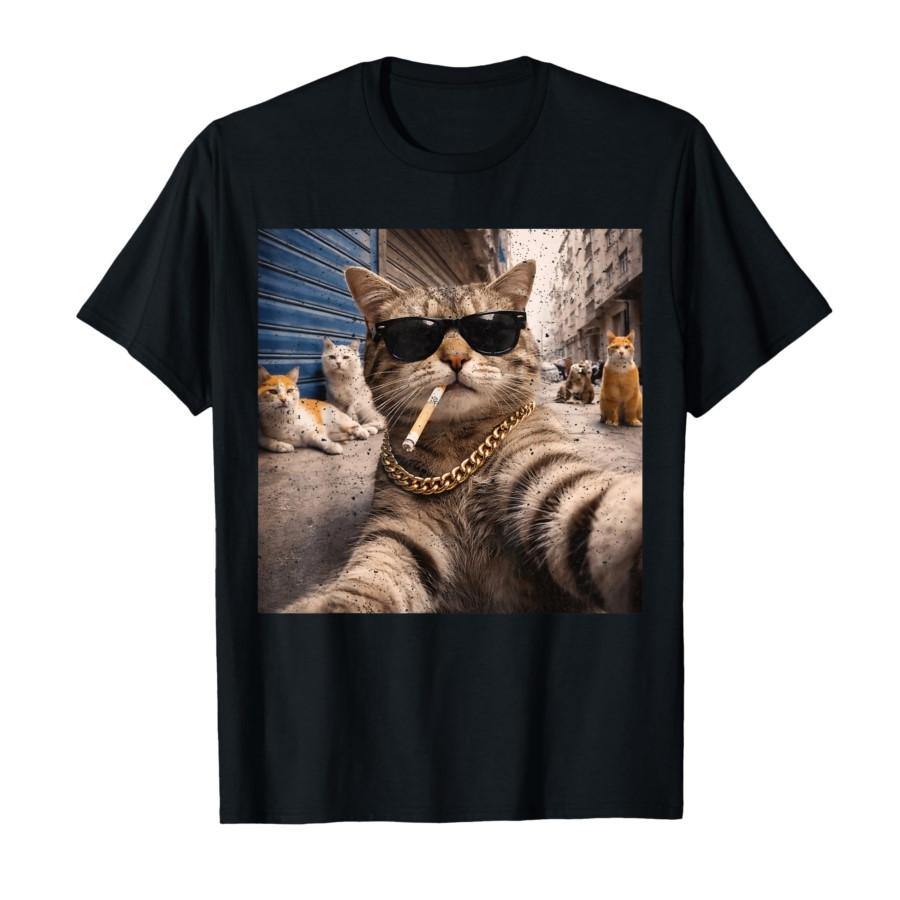 

Cat Gangster Street Cats Selfie Funny Meme Humor T-shirt For Men Women 100% Cotton T Shirts Short Sleeve Tops 0206-1 - Men s ... 5XL різнокольоровий