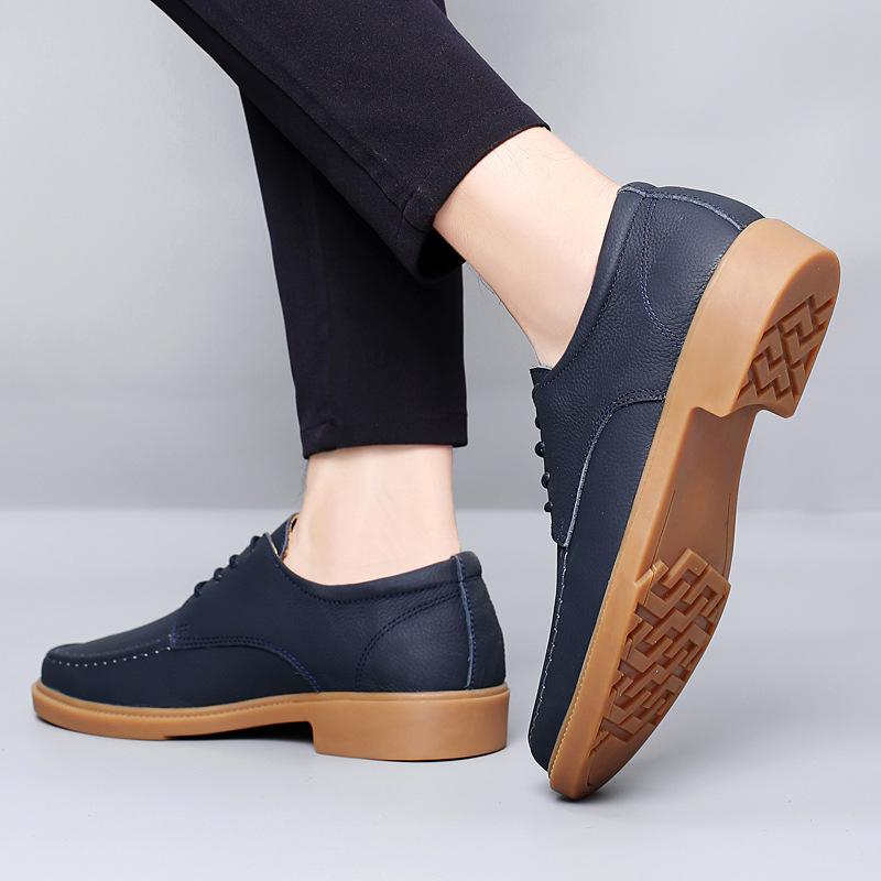 British men's casual leather shoes men's leather soft sole comfortable and breathable low-top tooling shoes large size men's shoes 45 46 47