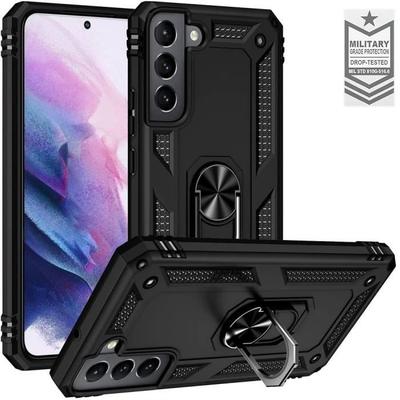Protective Case - PROSHOP - for Samsung S22 - Metal Support Ring - Soft Silicone - Black