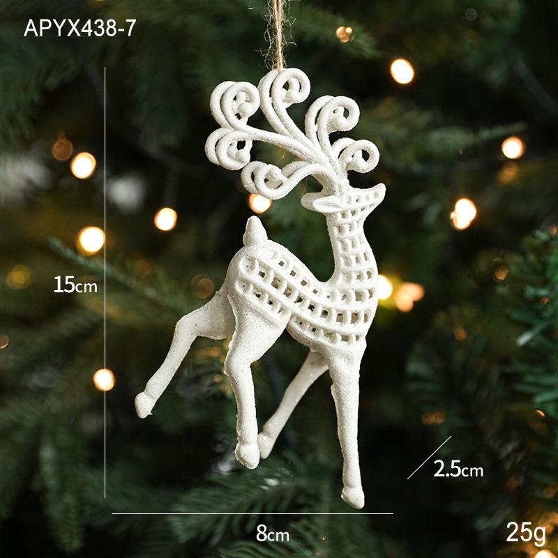 White Plastic Christmas Ornaments: Reindeer and Star Shapes for Tree Décor