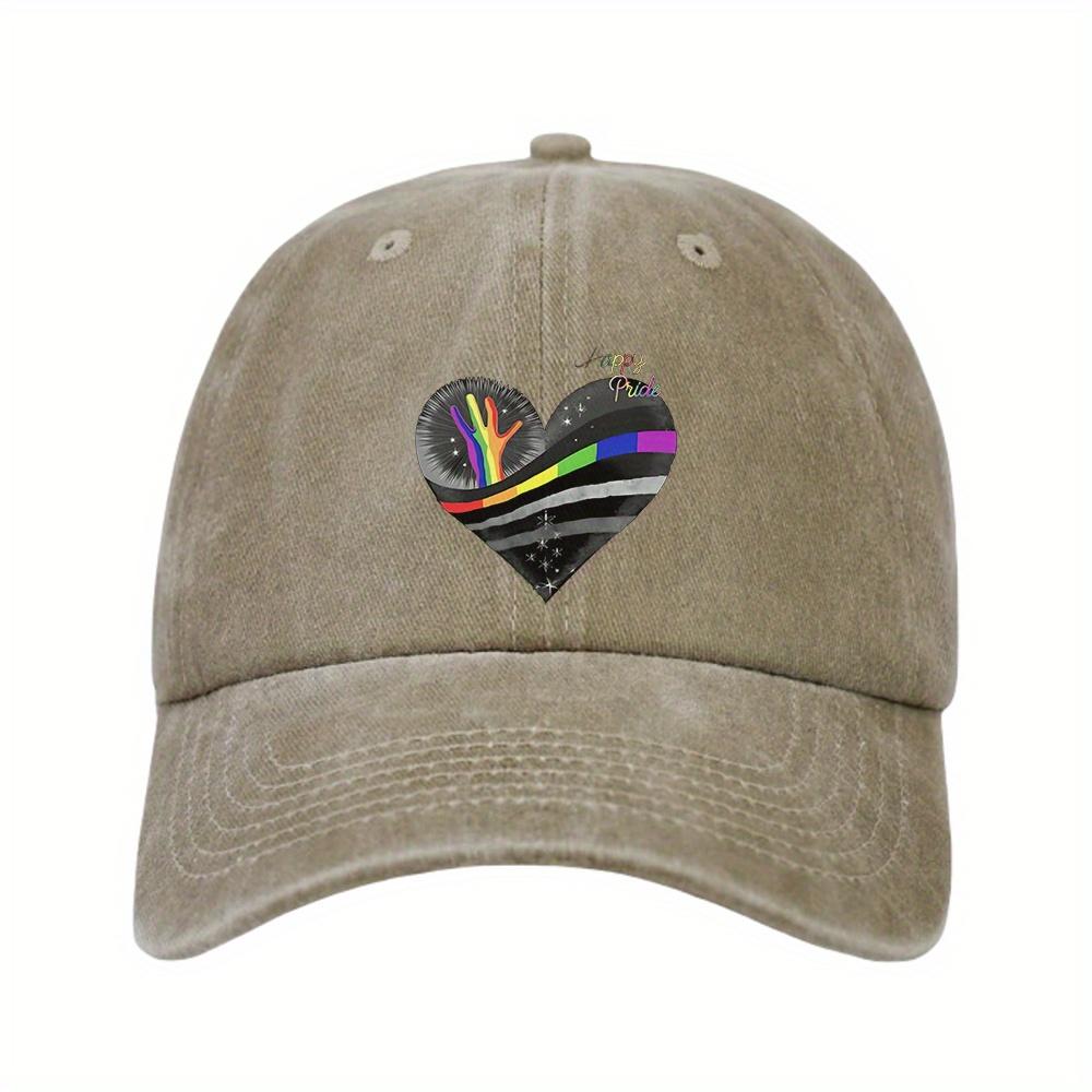 Asexual Pride Heart Rainbow Hand Denim Baseball Cap Adjustable Vintage Washed Cowboy Hat for Men Women Casual