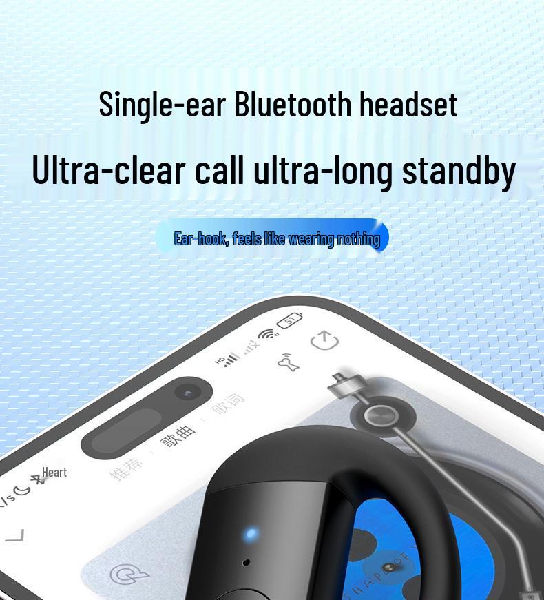 Wireless Non-In-Ear Bluetooth Earphones with Anti-Drop Design, Long Battery Life, and Noise Reduction