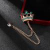 High-end Brooch Crown Crystal Rhinestones Brooches Tassel Chain Lapel Pin British Style Men's Suit Shirt Collar Luxulry Jewelry