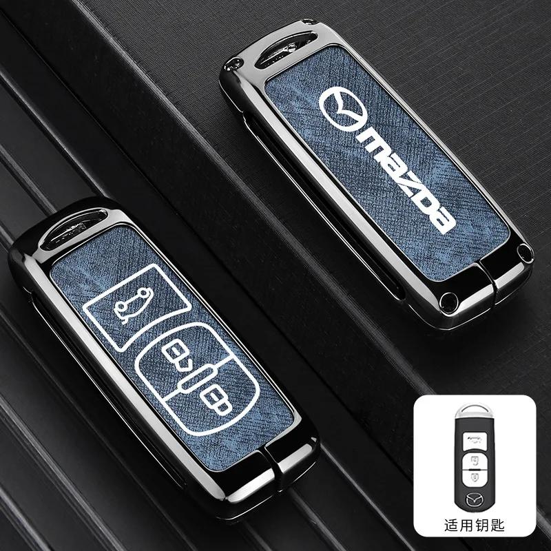 2025 Hot Vintage Wash Water Denim Car Key Case Cover For Mazda 2 3 5 6 Axela Atenza Demio CX-3 CX5 CX-7 CX-9 MX-5  2015-2019 Acc