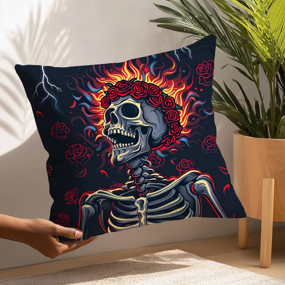 

Рок-группа G-Grateful Dead Наволочка Квадратная Двусторонняя Печать Наволочка для Подушки для Дивана Домашний Декор Спальни Подарок 16x16Inch