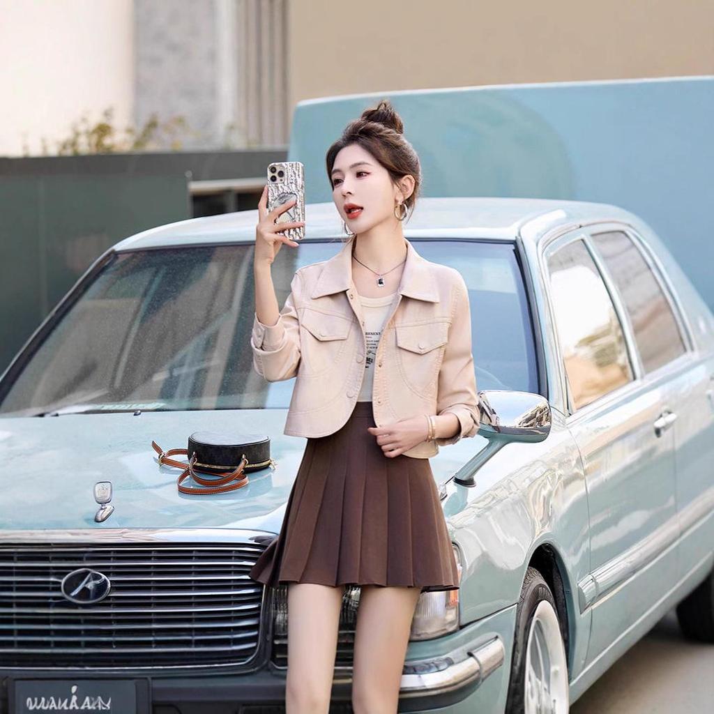 Women’s Trendy Hong Kong & Korean Style Sheepskin Leather Jacket