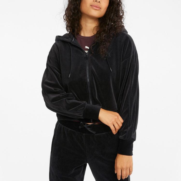 Puma Casual Embroidered Zip-Up Hooded Jacket Women Jackets Black 532948-01