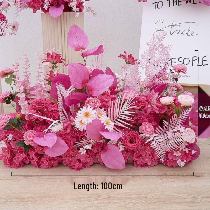 New Floral Ground Row Silk Flower Arrangement for Engagement & Wedding Decor - Large Size, Elegant Design