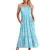 Women's Long Beach Casual Elegant Spaghetti Strap Maxi Dress Stitching Low-key Flowing Bohemian Dress