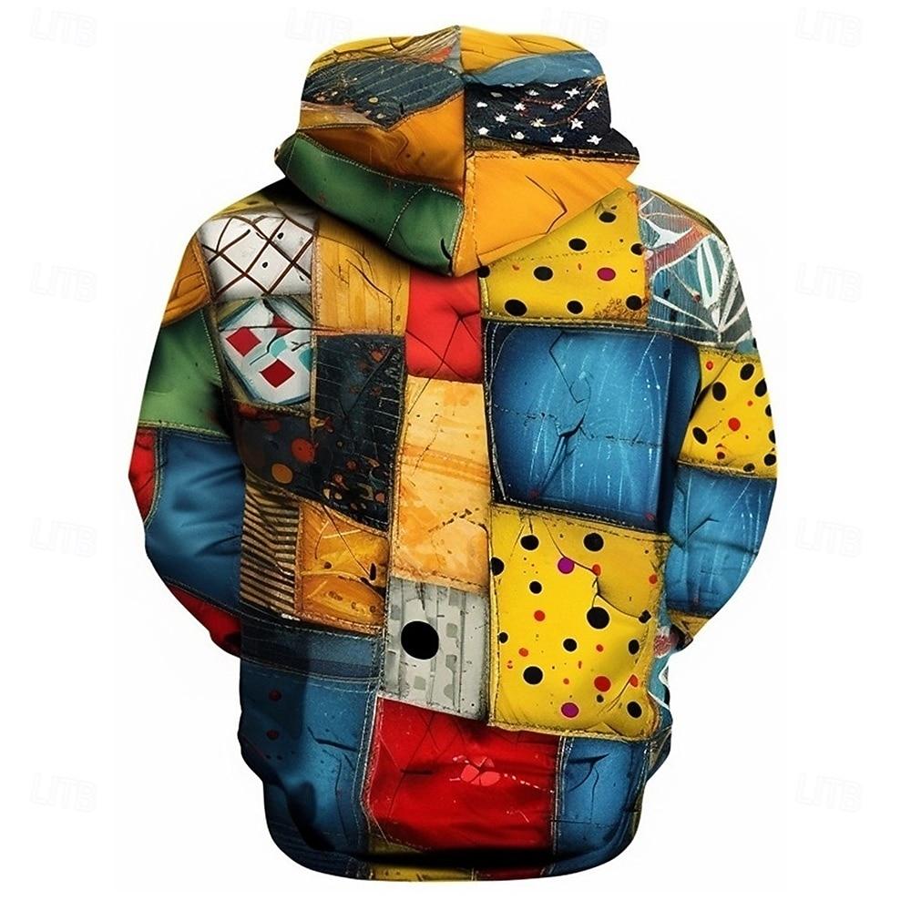 Herren Patchwork Kapuzenpullover Sweatshirt Mode Cool Täglich Langarm Rundhalsausschnitt Party Urlaub Streetwear