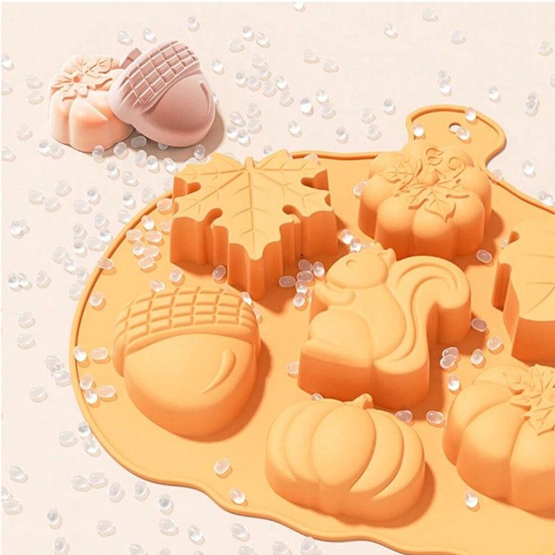 Fall-Themed Silicone Mold Set Pumpkin Acorn Leaf Molds for DIY Baking Crafts Non-Stick Reusable Molds Autumn Decoration Supplies