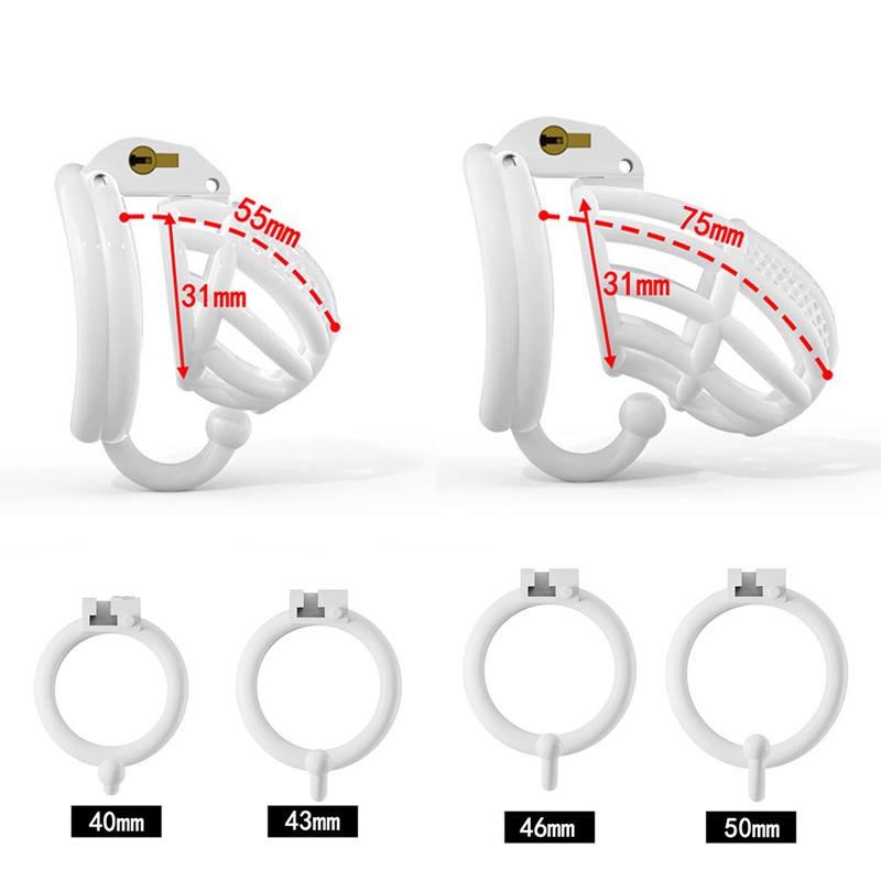 With Hook Male Chastity Cage Penis Device CBT Slave Gay with 4 Size Arc Penis Rings,Men Cuckold Lockdown Cage Restraint