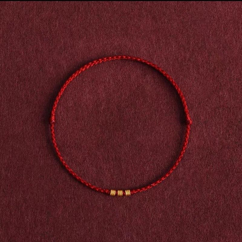 Fashion Simple Gold Color Beads Lucky Bracelets For Women Men Handmade Braided Red Rope Good Fortune Bracelet Couple Gifts