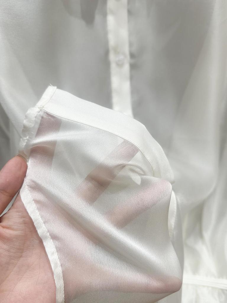 Zhi Hetang Women's Soft Silky Ruffle Long-Sleeve Shirt, New Chinese Style, Spring 2026 Arrival