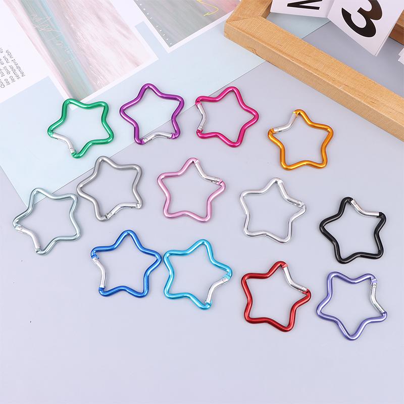 Five-Pointed Star Shaped Aluminum Carabiner Key Chain Clip Outdoor Camping Keyring Hook Bottle Hanging Buckle