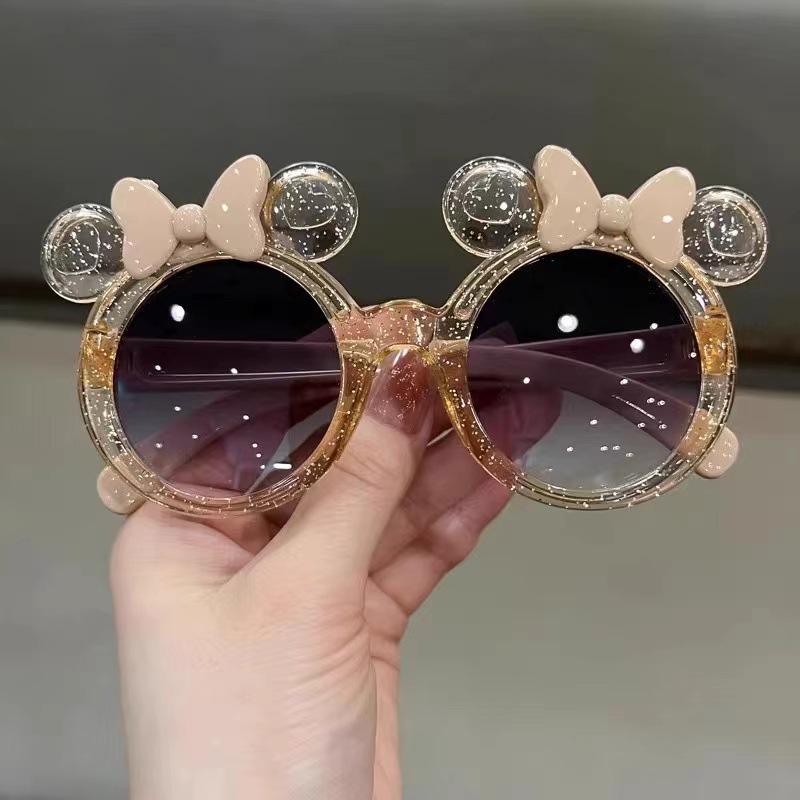 Crystal Bow Kids' Cartoon Sunglasses - Cute, Trendy, and Fashionable Sun Protection for Girls